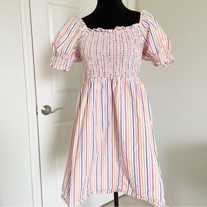 DRAPER JAMES Deanna Striped Smocked Dress Medium